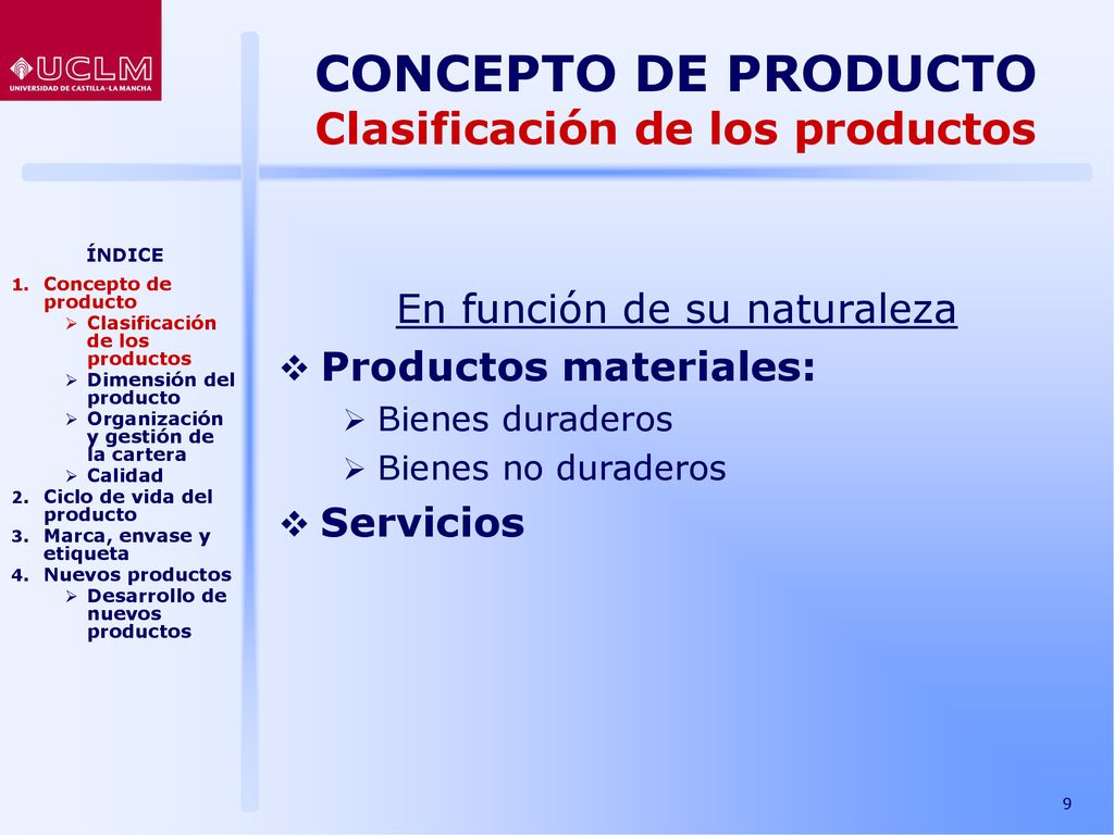 Clasificación de los productos