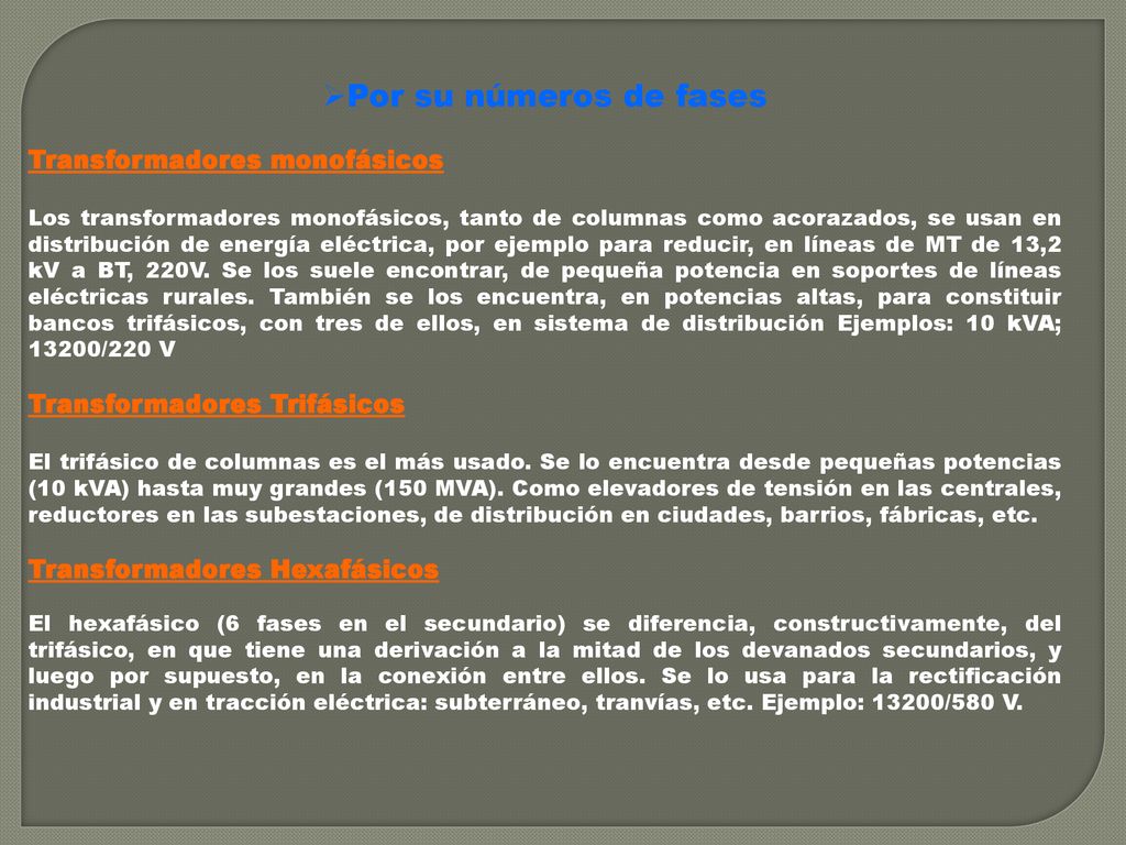 Por su números de fases Transformadores monofásicos