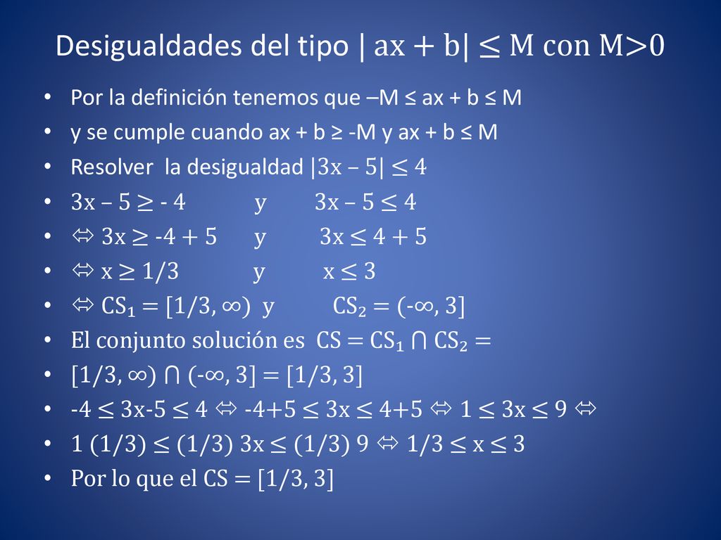 Desigualdades del tipo | ax + b| ≤ M con M>0