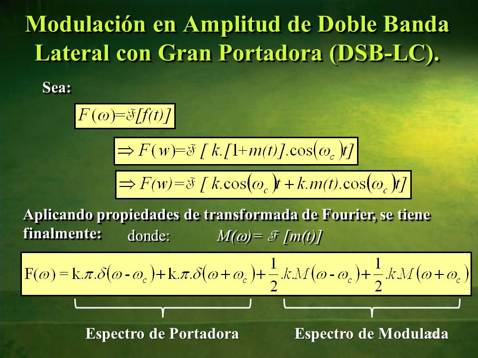 Modulación en Amplitud de Doble Banda Lateral con Gran Portadora (DSB-LC).