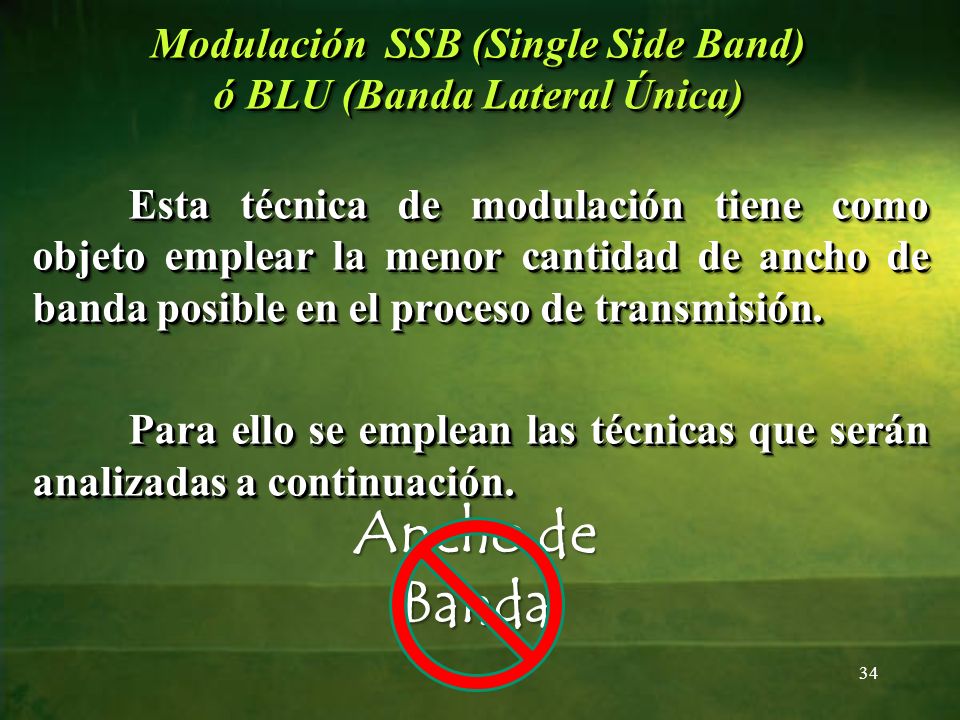 Modulación SSB (Single Side Band) ó BLU (Banda Lateral Única)