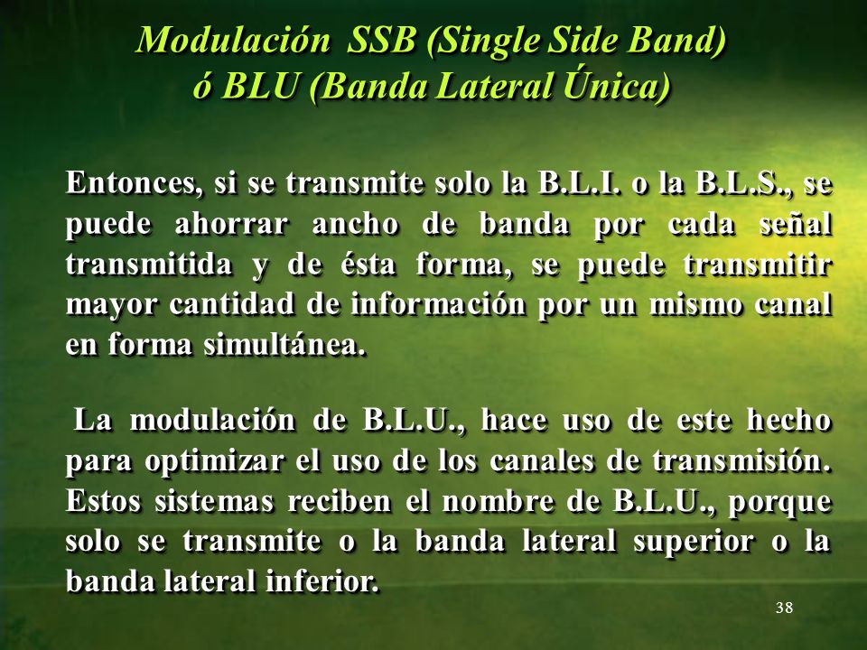 Modulación SSB (Single Side Band) ó BLU (Banda Lateral Única)