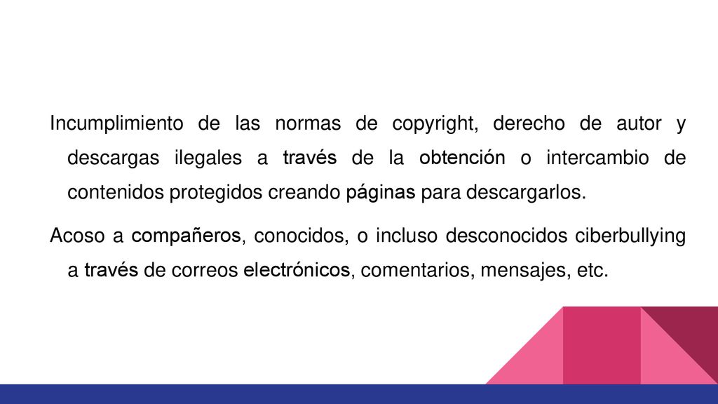Incumplimiento de las normas de copyright, derecho de autor y descargas ilegales a través de la obtención o intercambio de contenidos protegidos creando páginas para descargarlos.