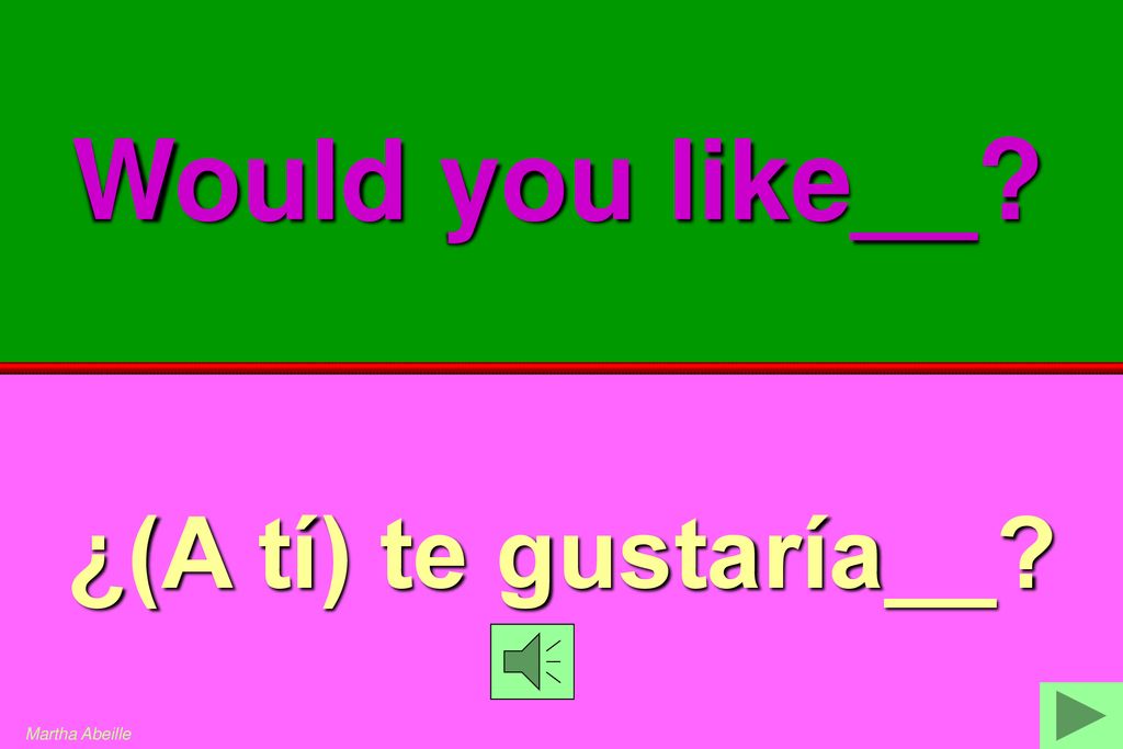 Would you like__ ¿(A tí) te gustaría__ Martha Abeille