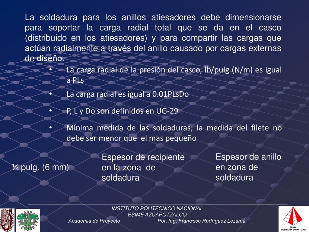 La carga radial de la presión del casco, lb/pulg (N/m) es igual a PLs