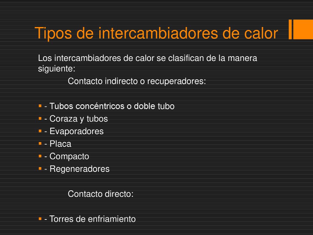 Tipos de intercambiadores de calor