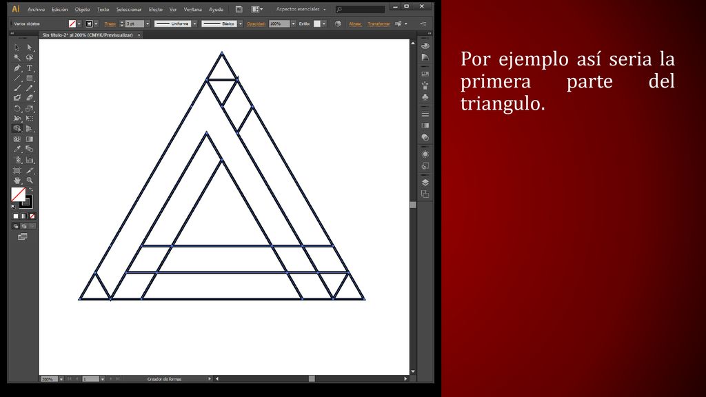 Por ejemplo así seria la primera parte del triangulo.