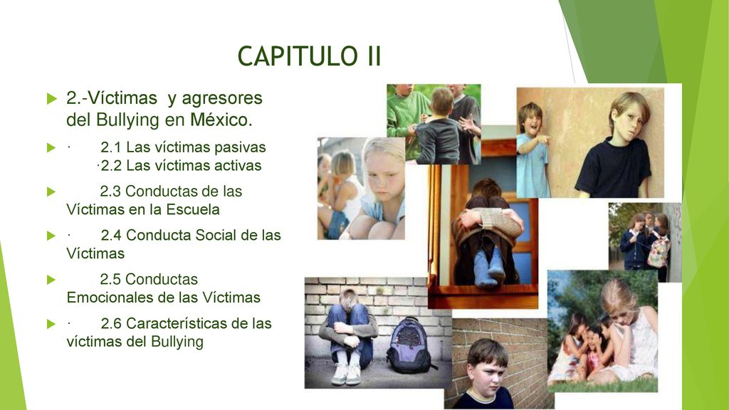 CAPITULO II 2.-Víctimas y agresores del Bullying en México.