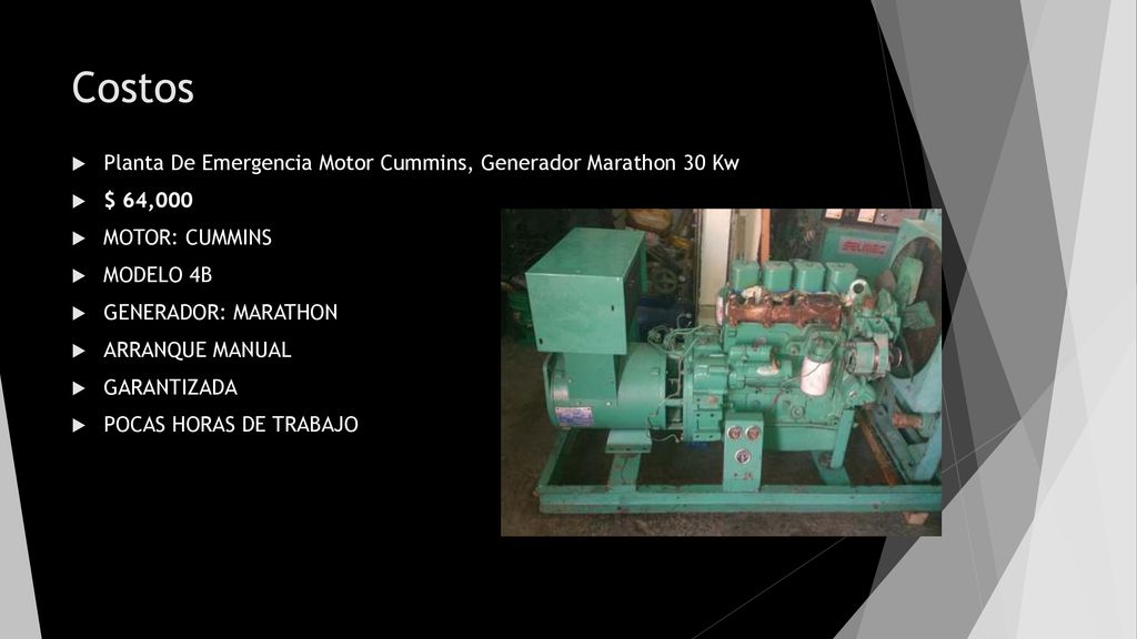 Costos Planta De Emergencia Motor Cummins, Generador Marathon 30 Kw