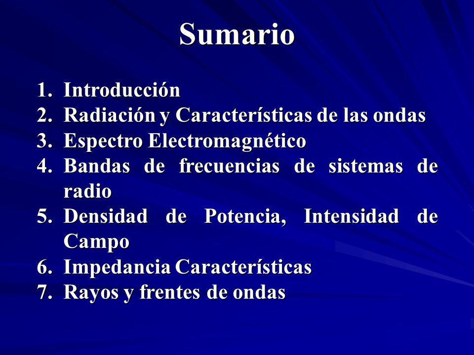Sumario Introducción Radiación y Características de las ondas