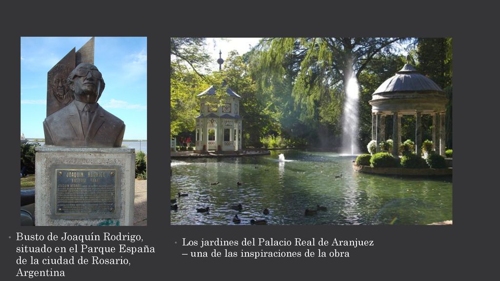 Busto de Joaquín Rodrigo, situado en el Parque España de la ciudad de Rosario, Argentina