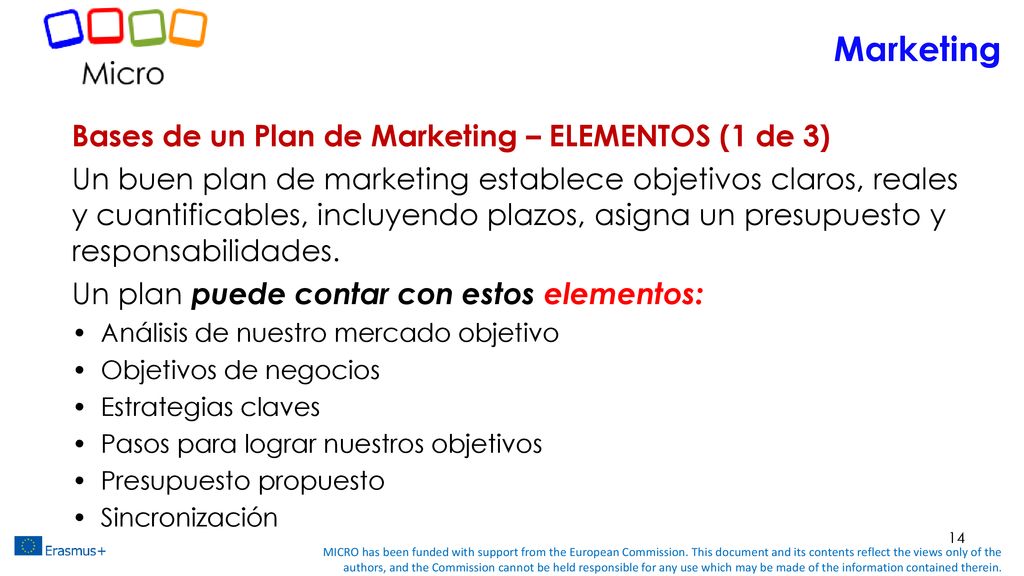 Marketing Bases de un Plan de Marketing – ELEMENTOS (1 de 3)