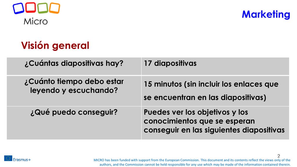 Marketing Visión general ¿Cuántas diapositivas hay 17 diapositivas