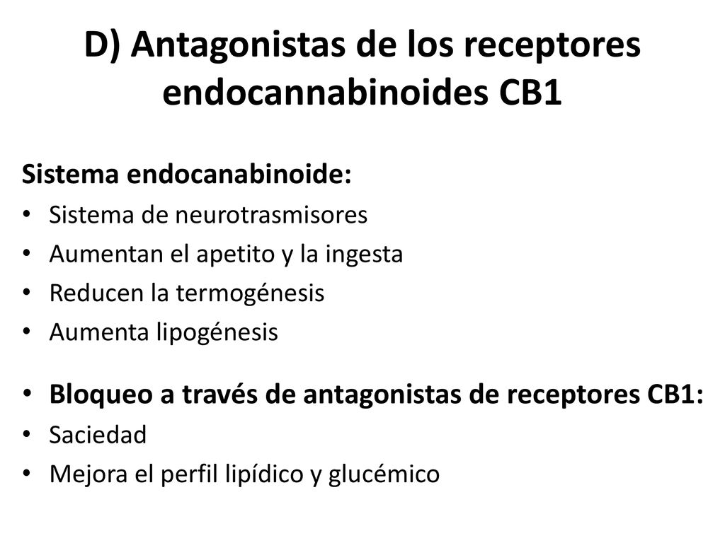 D) Antagonistas de los receptores endocannabinoides CB1