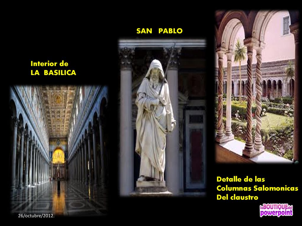 SAN PABLO Interior de LA BASILICA Detalle de las Columnas Salomonicas