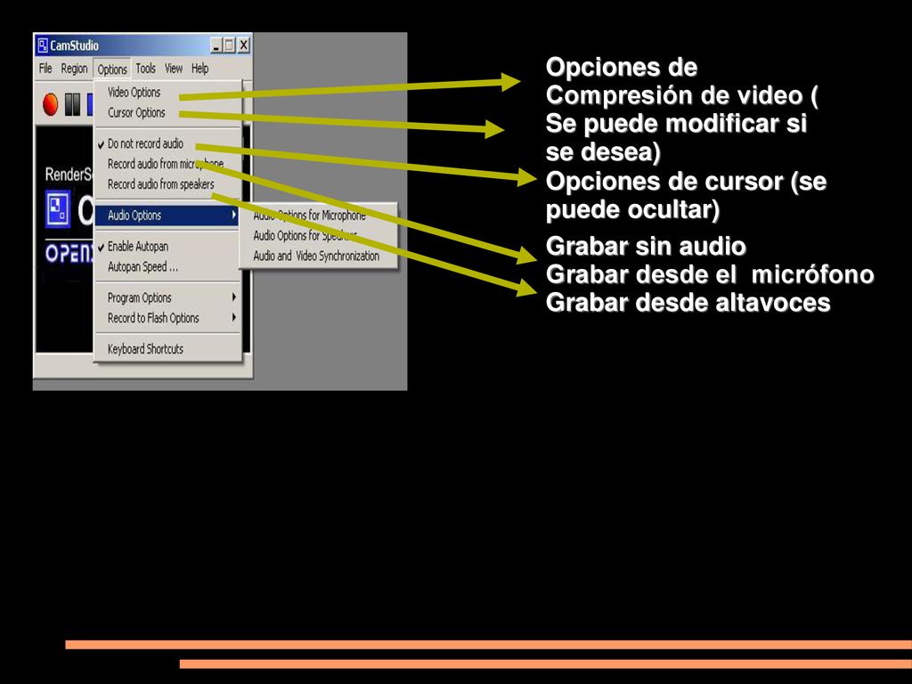 Opciones de Compresión de video ( Se puede modificar si se desea)‏