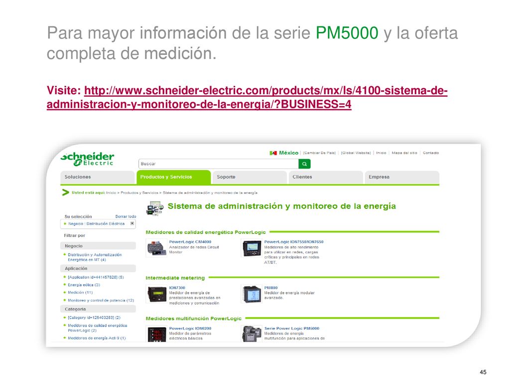 Para mayor información de la serie PM5000 y la oferta completa de medición. Visite:   BUSINESS=4