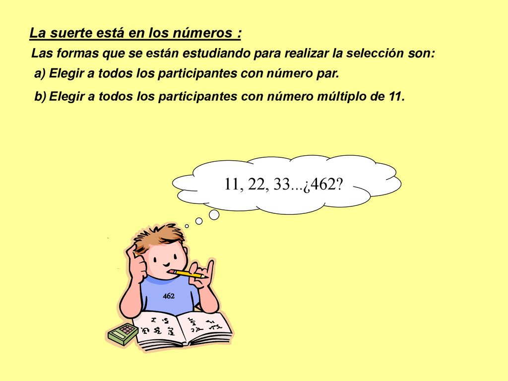 b) Elegir a todos los participantes con número múltiplo de 11.