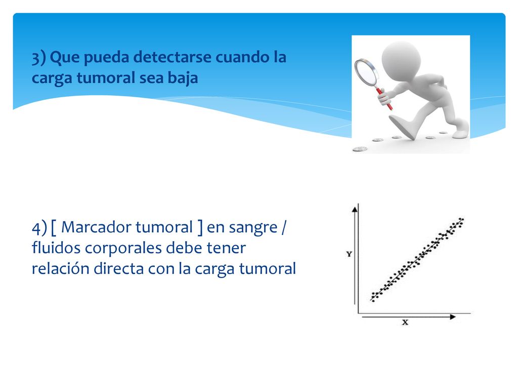 3) Que pueda detectarse cuando la carga tumoral sea baja