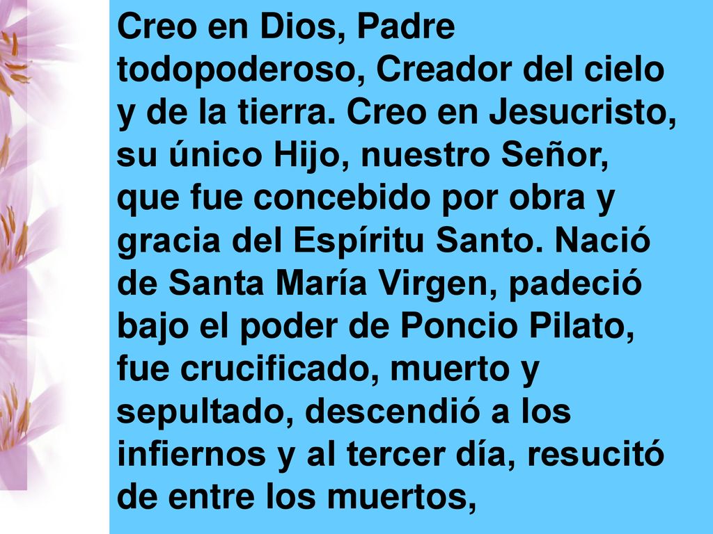 Creo en Dios, Padre todopoderoso, Creador del cielo y de la tierra