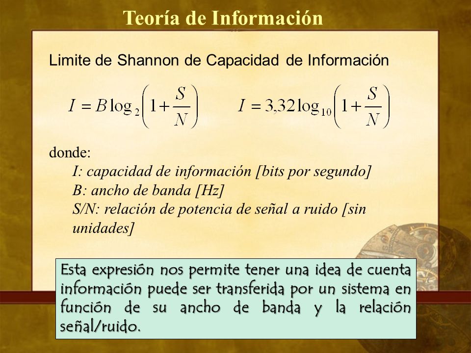 Teoría de Información Limite de Shannon de Capacidad de Información