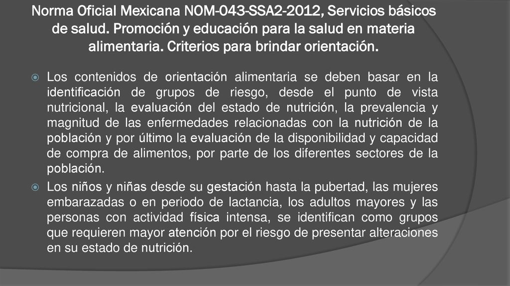 Norma Oficial Mexicana NOM-043-SSA2-2012, Servicios básicos de salud