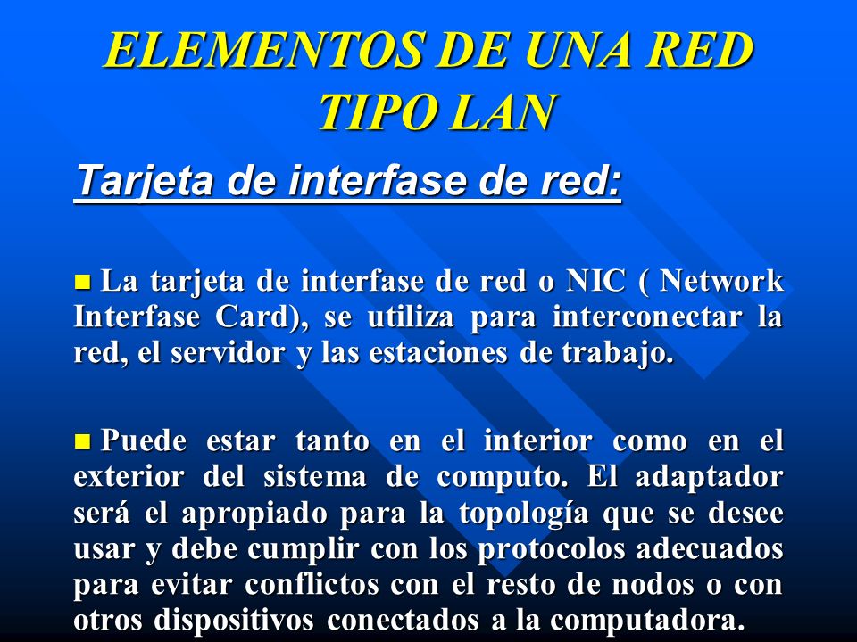 ELEMENTOS DE UNA RED TIPO LAN