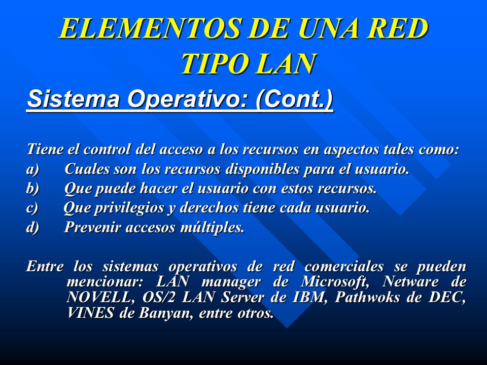 ELEMENTOS DE UNA RED TIPO LAN