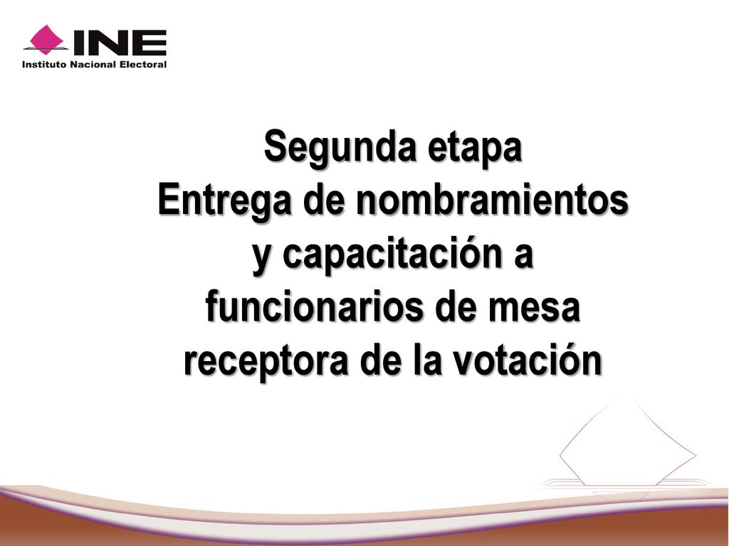 Segunda etapa Entrega de nombramientos y capacitación a funcionarios de mesa receptora de la votación.