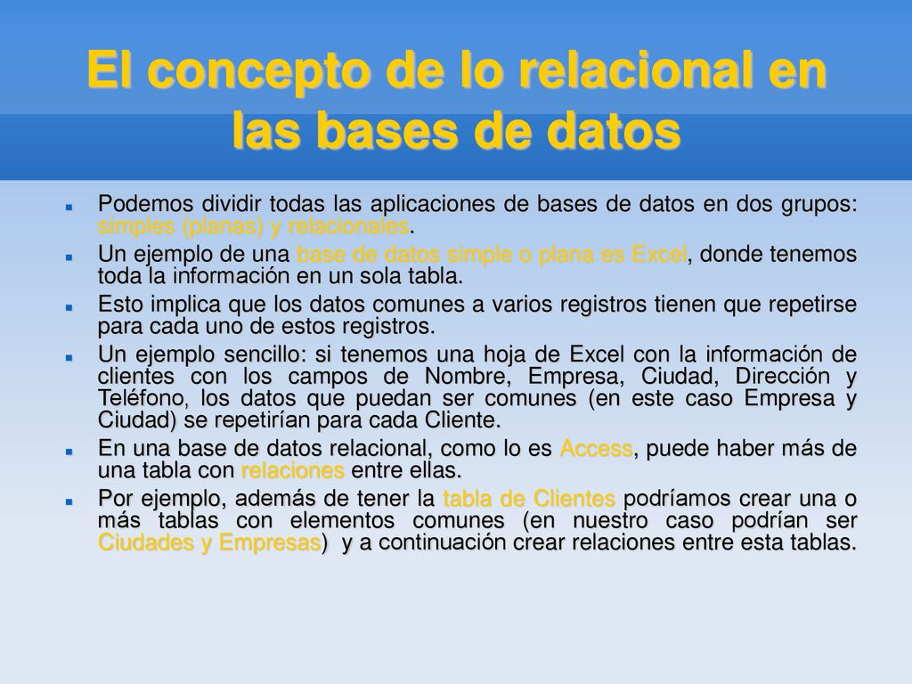 El concepto de lo relacional en las bases de datos