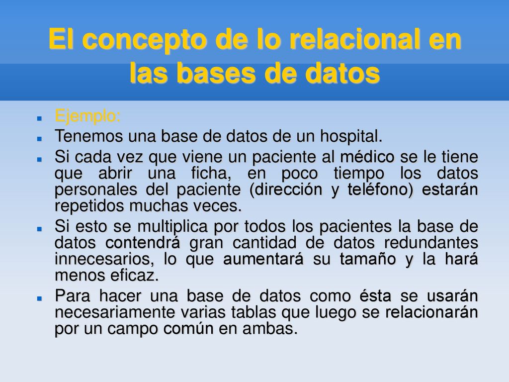 El concepto de lo relacional en las bases de datos