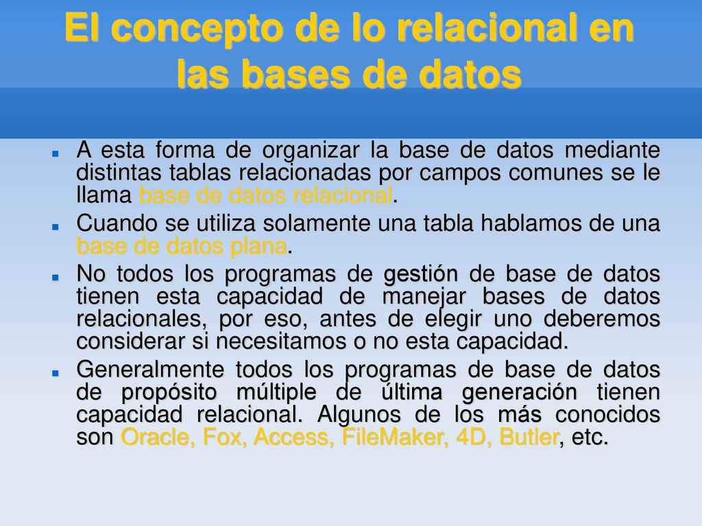 El concepto de lo relacional en las bases de datos