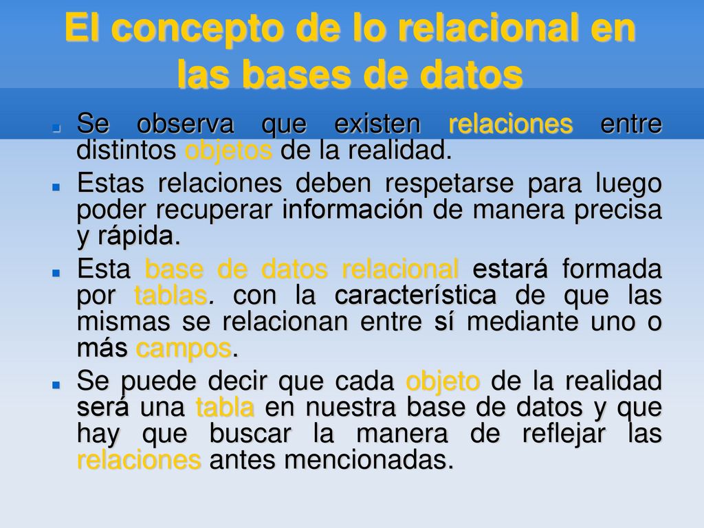 El concepto de lo relacional en las bases de datos