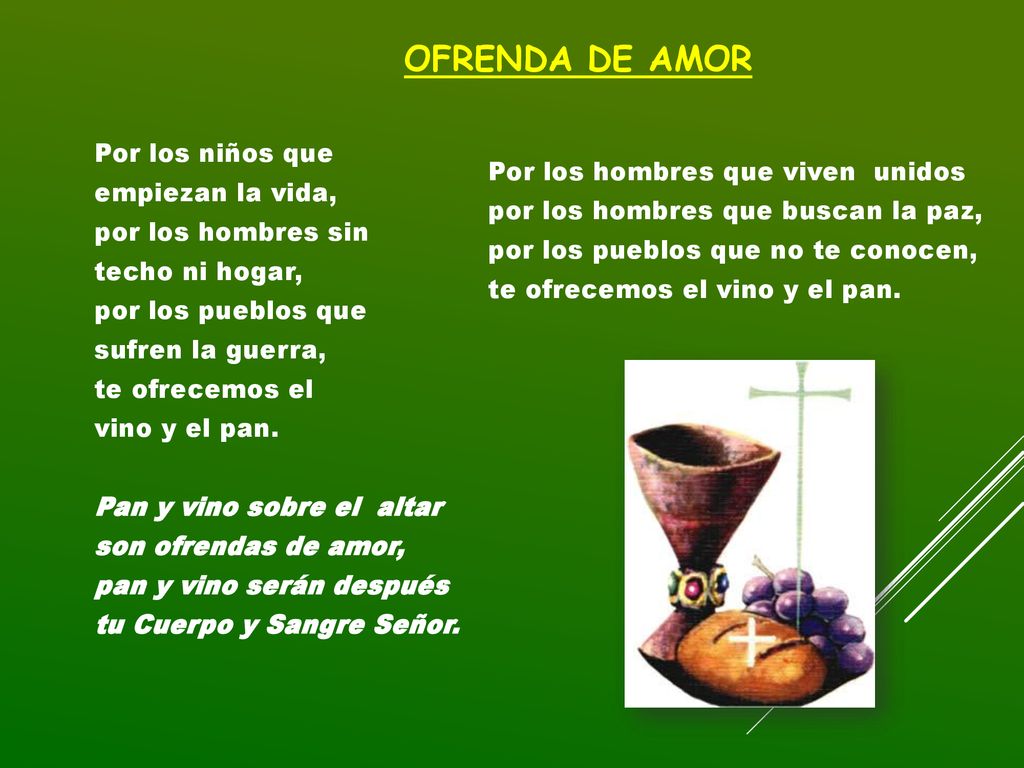 OFRENDA DE AMOR por los hombres que buscan la paz,
