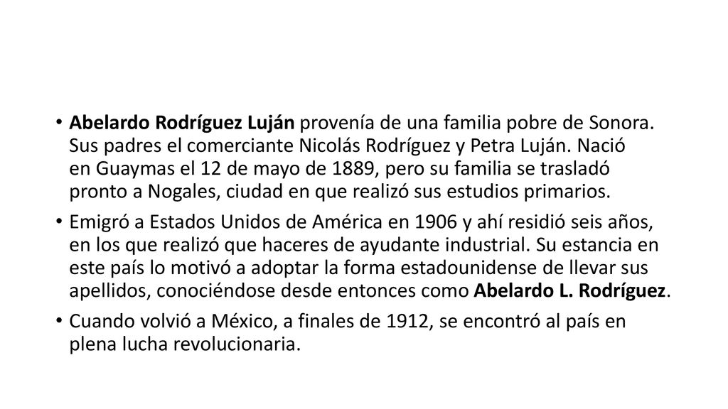 Abelardo Rodríguez Luján provenía de una familia pobre de Sonora