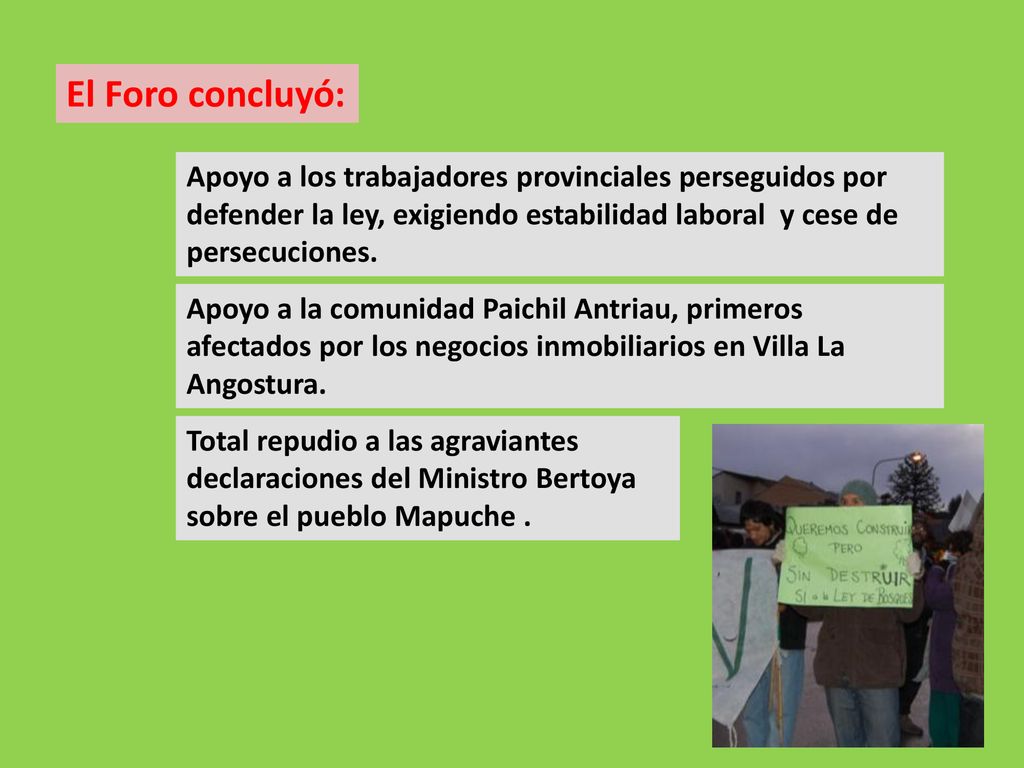 El Foro concluyó: Apoyo a los trabajadores provinciales perseguidos por defender la ley, exigiendo estabilidad laboral y cese de persecuciones.