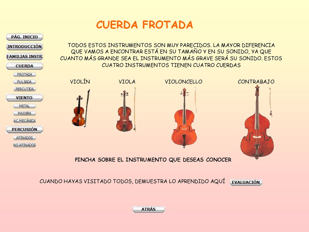 CUERDA FROTADA TODOS ESTOS INSTRUMENTOS SON MUY PARECIDOS. LA MAYOR DIFERENCIA. QUE VAMOS A ENCONTRAR ESTÁ EN SU TAMAÑO Y EN SU SONIDO, YA QUE.