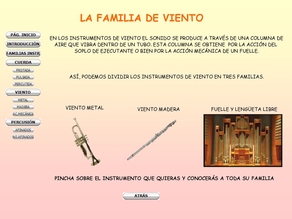 PINCHA SOBRE EL INSTRUMENTO QUE QUIERAS Y CONOCERÁS A TODA SU FAMILIA