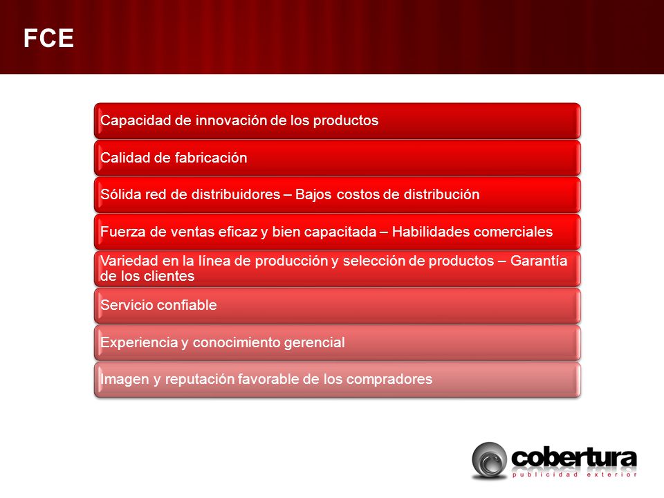 FCE Capacidad de innovación de los productos Calidad de fabricación