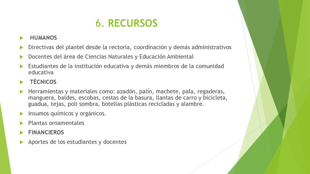 6. RECURSOS HUMANOS Directivas del plantel desde la rectoría, coordinación y demás administrativos.