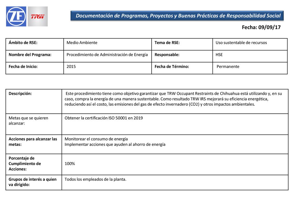 Documentación de Programas, Proyectos y Buenas Prácticas de Responsabilidad Social