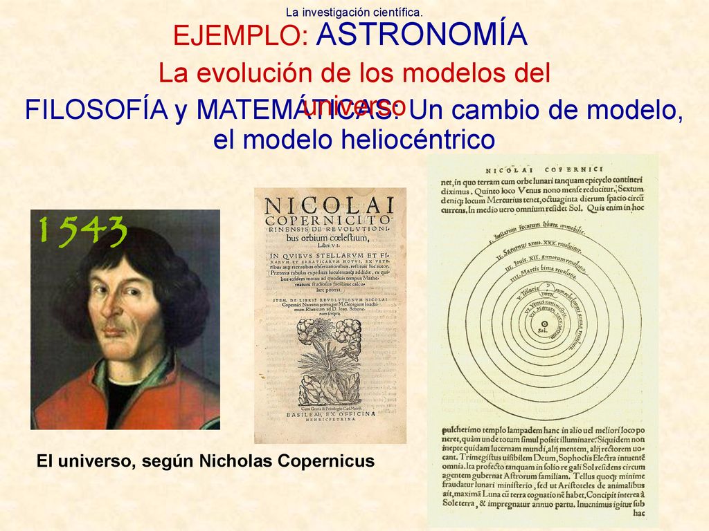1543 EJEMPLO: ASTRONOMÍA La evolución de los modelos del universo