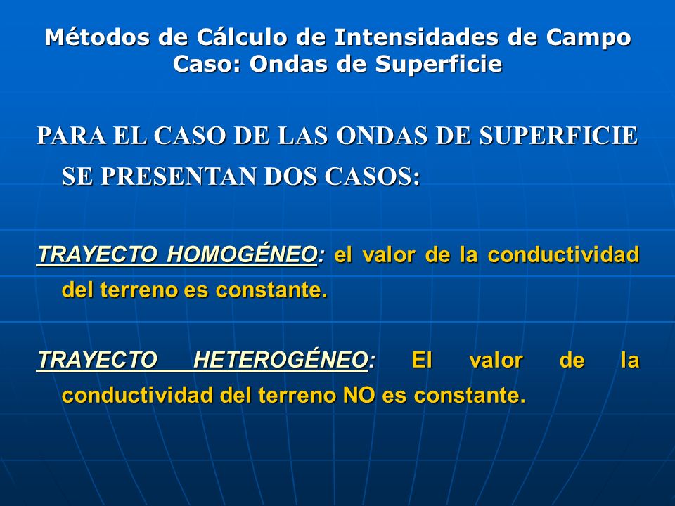 Métodos de Cálculo de Intensidades de Campo Caso: Ondas de Superficie