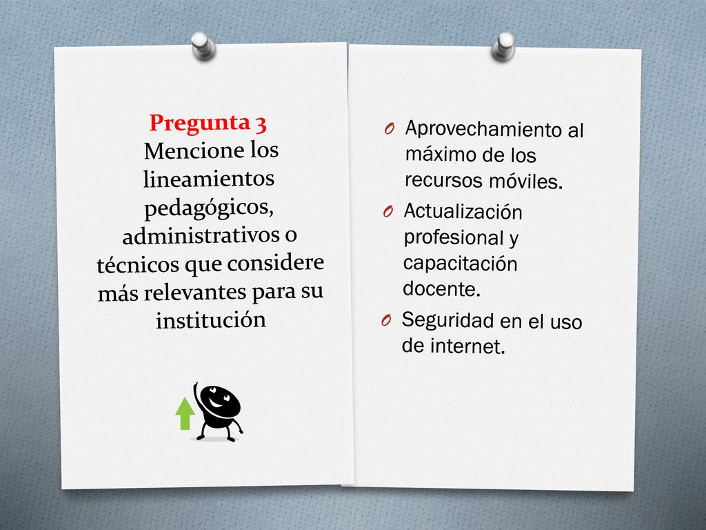 Pregunta 3 Mencione los lineamientos pedagógicos, administrativos o técnicos que considere más relevantes para su institución