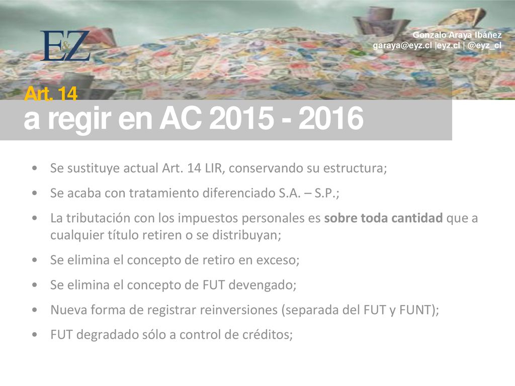 Gonzalo Araya Ibáñez |eyz.cl Art. 14. a regir en AC