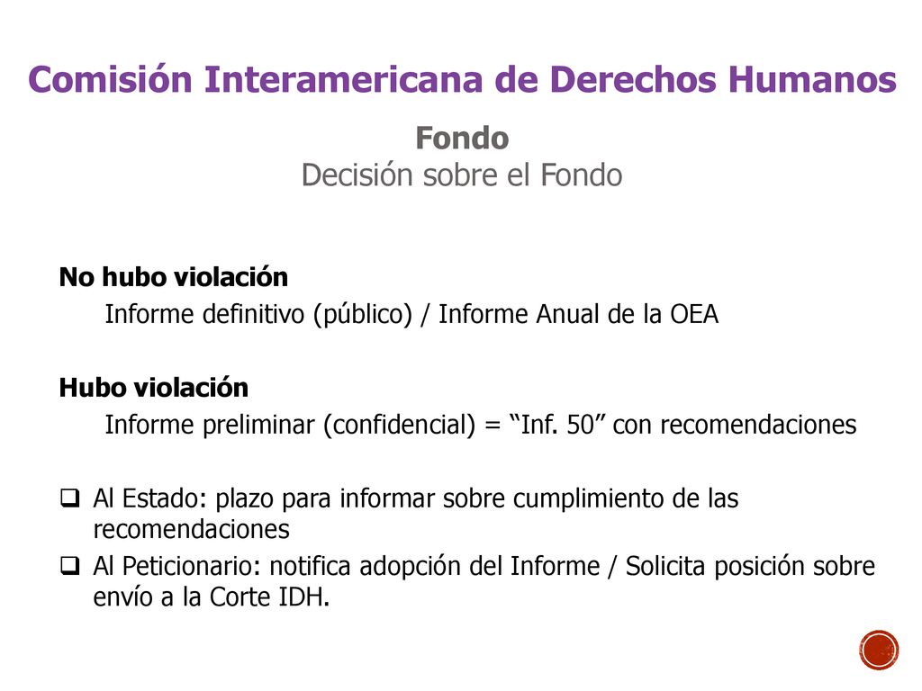 Comisión Interamericana de Derechos Humanos Fondo Decisión sobre el Fondo