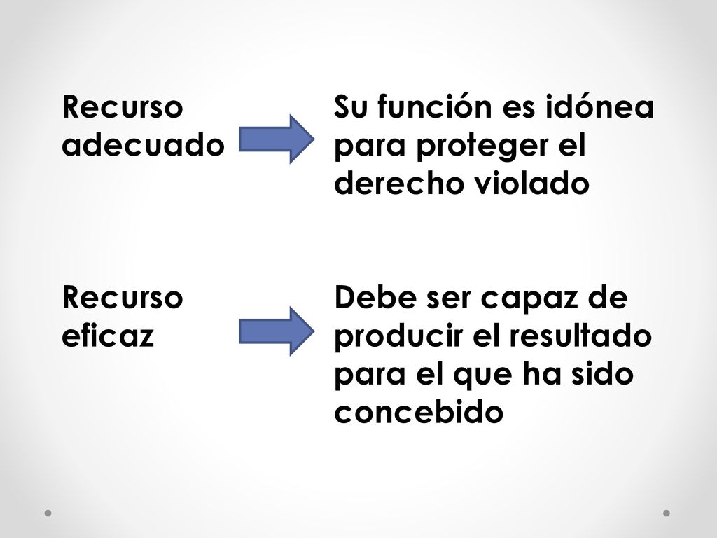 Recurso adecuado Su función es idónea para proteger el derecho violado. Recurso eficaz.