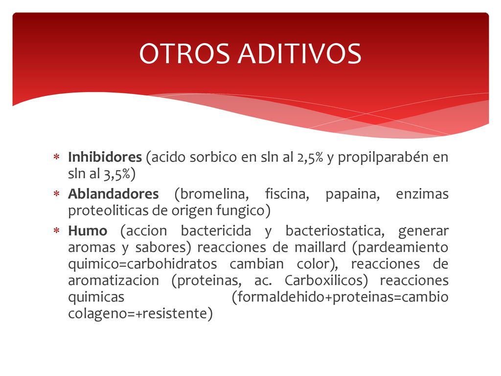 OTROS ADITIVOS Inhibidores (acido sorbico en sln al 2,5% y propilparabén en sln al 3,5%)