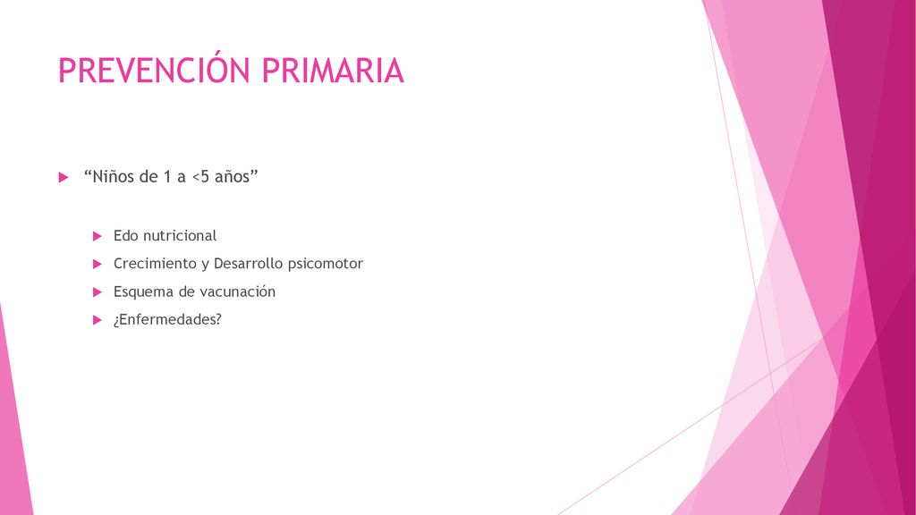 PREVENCIÓN PRIMARIA Niños de 1 a <5 años Edo nutricional