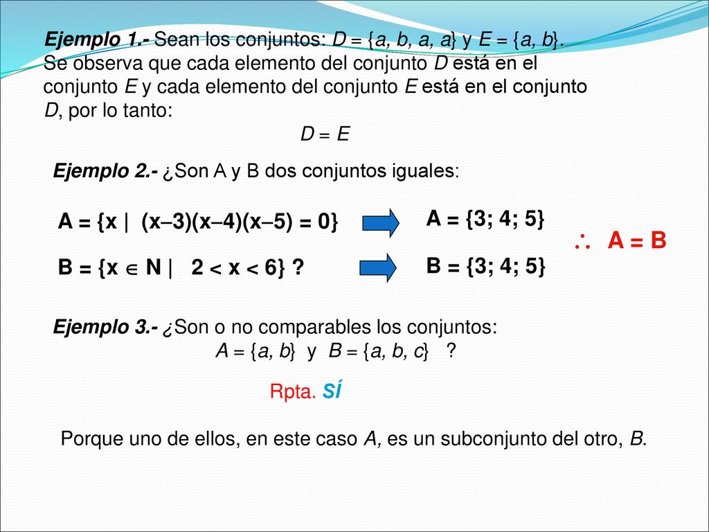  A = B A = {3; 4; 5} A = {x | (x3)(x4)(x5) = 0}